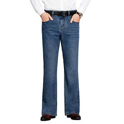 HAORUN Herren-Jeans, schmale Passform, Glockenhose, lässig, Stretch, Retro, 60er, 70er-Jahre, ausgestellte Denim-Hose, Blau, 49 von HAORUN