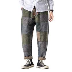 HAORUN Herren Wollhose Regular Fit Vintage Warm Winter Dicke Hose - Gr�n - X-Groß von HAORUN