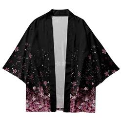 HAORUN Japanischer Kimono-Mantel für Herren, locker, Yukata-Outwear, lange Bademantel-Tops, Vintage-Stil, Short-P, XX-Large von HAORUN
