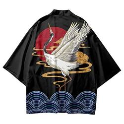 HAORUN Männer Japanischer Kimono Mantel Lose Yukata Outwear Lange Bademantel Tops Vintage, Kurze Schlauch-M, X-Large von HAORUN