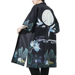 HAORUN Männer Japanischer Kimono Mantel Lose Yukata Outwear Lange Bademantel Tops Vintage, Lang-2, X-Large von HAORUN