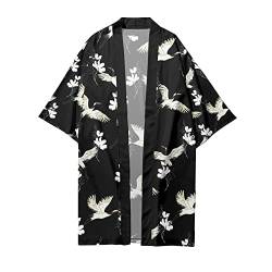 HAORUN Männer Japanischer Kimono Mantel Lose Yukata Outwear Lange Bademantel Tops Vintage, schwarz 2, Large von HAORUN