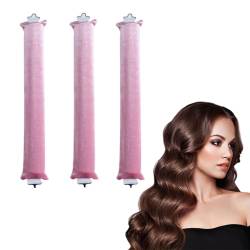3 Stück Hitzefreie Lockenwickler,Weiche Heatless Curls für Frauen,Lockenwickler für alle Haartypen,Lockenwickler Ohne Hitze,Lockenwickler Hitzefrei DIY-Haarstyling-Lockenwerkzeug (Pink) von HAOXYO