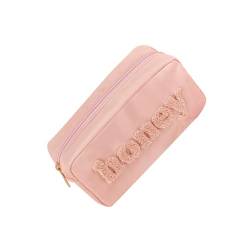 HAPINARY 1stk Alphabet-waschtasche Reise-Kosmetiktasche Beauty-Tasche Bleistift-Organizer Mini-Kosmetiktasche Kosmetiktaschen Für Damen Fräulein Buchstabe Koffer Rosa Nylon von HAPINARY