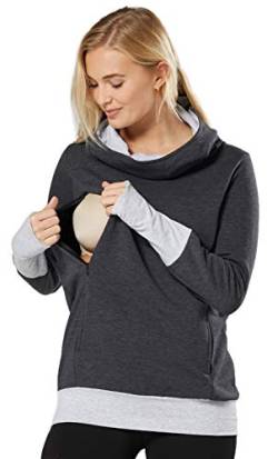 HAPPY MAMA Boutique Damen Umstands-Still-Kapuzenpullover Sweathirt-Pullover 330 (Graphit Melange & Grau Melange, 44-46, 3XL) von HAPPY MAMA