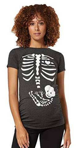 HAPPY MAMA Damen Baby Bauch Skelett T-Shirt Jersey Oberteil für Schwangere. 085p (Graphit Melange, 42-44, 2XL) von HAPPY MAMA