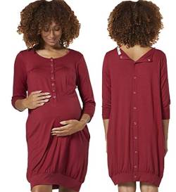 HAPPY MAMA Damen Mutterschaft Krankenhaus-Kleid Gedruckt Nachthemd 1078 (Purpur, EU 42/44, XL) von HAPPY MAMA