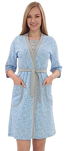 HAPPY MAMA Damen Robe Nachthemd Set Wehen & Geburt 1657 (Blau, 38, M) von HAPPY MAMA