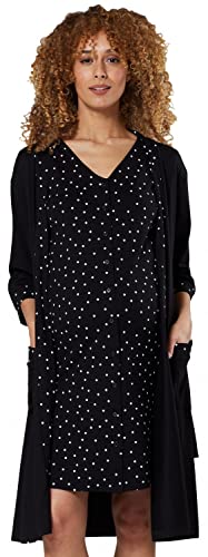 HAPPY MAMA Damen Umstands Stillnachthemd Morgenmantel Set Stillfunktion 1343 (Schwarz, 42, XL) von HAPPY MAMA