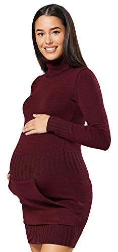 HAPPY MAMA Damen - Umstands Stretch Strick-minikleid Tasche Rollkragen. 178p (Purpur, 40-42, L/XL) von HAPPY MAMA