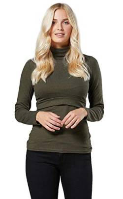 HAPPY MAMA Damen Umstands-und-Still Langarm-Pullover mit Rollkragen 1289 (Khaki, 42, XL) von HAPPY MAMA