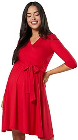 HAPPY MAMA Damen Umstandskleid Stillkleid 3/4 ?rmel 525 (Rot, 36-38, S) von HAPPY MAMA