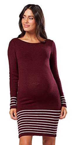 HAPPY MAMA Damen Umstandsstrickkleid Midi Pullover Kleid Lange Ärmel 050 (Purpur, 44-46, 2XL/3XL) von HAPPY MAMA