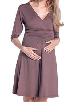 HAPPY MAMA Maternity Damen Viskose Kleid Knie Länge 282p (Cappuccino, 44, 2XL) von HAPPY MAMA