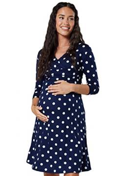 HAPPY MAMA Maternity Damen Viskose Kleid Knie Länge 282p (Navy mit Großen Punkten, 42, XL) von HAPPY MAMA