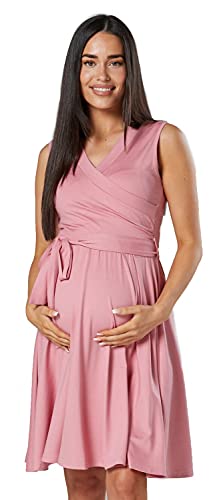 HAPPY MAMA. Damen Umstands Stillkleid Lagendesign V-Ausschnitt Empire-Taille. 078p (Altrosa, 40, L) von HAPPY MAMA