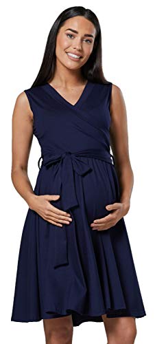 HAPPY MAMA. Damen Umstands Stillkleid Lagendesign V-Ausschnitt Empire-Taille. 078p (Marine, 42, XL) von HAPPY MAMA