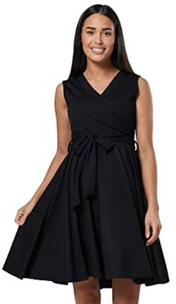 HAPPY MAMA. Damen Umstands Stillkleid Lagendesign V-Ausschnitt Empire-Taille. 078p (Schwarz, 36, S) von HAPPY MAMA