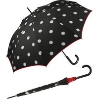 HAPPY RAIN Langregenschirm großer Damen-Regenschirm mit Auf-Automatik, bedruckt mit stilvollen weißen Punkten von HAPPY RAIN