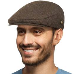 HAPPYPOP 60% Wolle Schirmmütze Herren Schiebermütze Schwarz Driving Cabbie Jagd Flatcap Newsboy Cap von HAPPYPOP