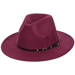 HAPPYPOP Fedora Hut Damen Winter Schwarzer Hut Damen Mode Elegant Breiter Krempe Filzhut für Fasching Party Shootings Oktoberfest Bar Festivitäten von HAPPYPOP