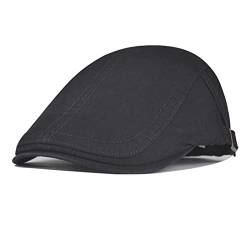 HAPPYPOP Schirmmütze Herren Schiebermütze Schwarz Driving Cabbie Jagd Flatcap Newsboy Cap von HAPPYPOP