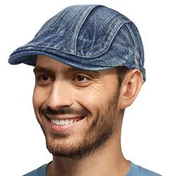 HAPPYPOP Schirmmütze Herren Schiebermütze Schwarz Driving Cabbie Jagd Flatcap Newsboy Cap von HAPPYPOP