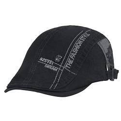 HAPPYPOP Schirmmütze Herren Schiebermütze Schwarz Driving Cabbie Jagd Flatcap Newsboy Cap von HAPPYPOP