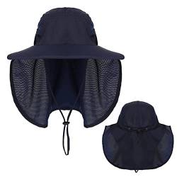 HAPPYPOP Sonnenhut Damen UV Schutz Sonnenhut mit Nackenschutz 12cm Großer Brim Outdoor Aktivitäten - für Kopfumfang 56-62cm von HAPPYPOP