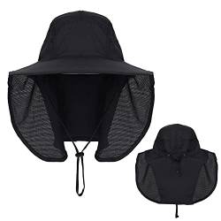 HAPPYPOP Sonnenhut Damen UV Schutz Sonnenhut mit Nackenschutz 12cm Großer Brim Outdoor Aktivitäten - für Kopfumfang 56-62cm von HAPPYPOP