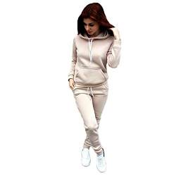 2-teilige Lounge Outfits für Damen - Mode Jogginganzug Set Elegant Set 2-Teilig Langarm Trainingsanzug Outdoor Sport Sweatshirt Herbst Winter Gefütterte 2 Teiler Große Größen Fitness Zweiteiler von HAQUOS