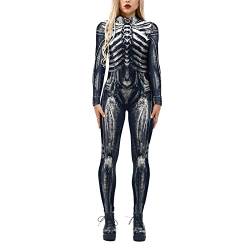 Damen Rollkragen-Simulation 3D-Druck-Roboter-Reißverschluss-Bodysuit Ganzkörper-Bodysuit-Halloween-Kostüm Bandagen Röcke Leoparden Overall Damen von HAQUOS