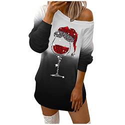 Damen Weihnachten Bluse - Weihnachten Geschenke Frauen Langarmshirt Lose Bluse Tops Merry Christmas Sweater Shirt Damen 3/4 Arm Weihnachtsmotiv Oberteile Weihnachtspullover mit Komisch gedruckt von HAQUOS