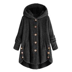 Fleecejacke Damen Herbst - Herbst Mode 2023 Basic Kurzmantel Langarm Loose Fit Jacken Bequeme Übergangsjacke Winterjacke Damen Lange Outdoor mantel Kapuze Weicher täglichen Warm Jacke Damen von HAQUOS