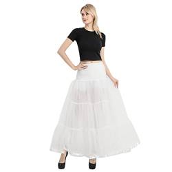 Frau bodenlanger knochenloser Rock EIN Hochzeitskleid Rock Stützrock Langer Petticoat Maxi Vintage New Damen Blockabsatz Röcke Wadenlang Damen Schwarzer Petticoat von HAQUOS