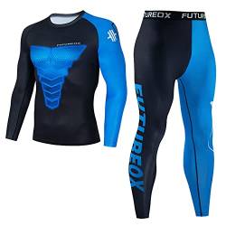 Funktionsunterwäsche Herren - Herren Weich Thermo Unterwäsche Extra warmes Dickes Set Ultraleicht Thermo Unterteile Innenfleece Unterwäsche Sportanzug Fitness 2-teilig Winter Patchwork Set von HAQUOS