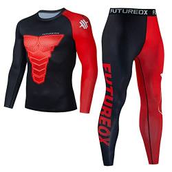 Funktionsunterwäsche Herren - Herren Weich Thermo Unterwäsche Extra warmes Dickes Set Ultraleicht Thermo Unterteile Innenfleece Unterwäsche Sportanzug Fitness 2-teilig Winter Patchwork Set von HAQUOS