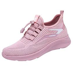 HAQUOS Damen Sneaker Barfuss Schuhe Damen Damen Laufschuhe Turnschuhe Straßenlaufschuhe rutschfest Leichtgewichts Atmungsaktiv Walkingschuhe Outdoor Tennisschuhe Freizeitschuhe (Pink, 38) von HAQUOS