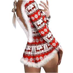 HAQUOS Damen Weihnachten Lingerie - luxuriöses Chrismas Lingerie Nachtwäsche Festival Rot Bodydoll Weihnachten Cosplay Women Robe Sleepkleidun Erwachsene Sexy Dessous Weihnachtsmann Nachtwäsche von HAQUOS