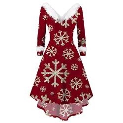 HAQUOS Kleider Für Frauen Weihnachten - Miss Santa Claus Kostüm Sweaterkleider Muster Elegant Weihnachtskleid Mädchen Christmas Party Dresses Weihnachtskleid Große Größe Weihnachts Winter Kleider von HAQUOS