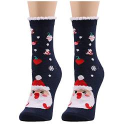 HAQUOS Kuschelsocken Damen - Weihnachtssocken Damen Christma Festlicher Socken Baumwolle Motiv Socken Beheizbare Thermosocken Damen Winter Stricksocken für Frauen Freizeit Bettsocken von HAQUOS