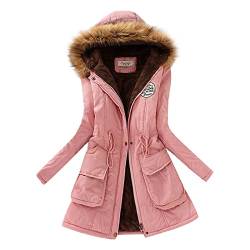 HAQUOS winterjacke damen warm gefüttert - Gemütlich Wintermantel Damen Elegant Kapuzenjacke Komfort Fellmantel Fleecemantel Outwear Elegant Flauschig Kapuzenjacke Jackenmantel ÜBergrößE Windjacke von HAQUOS