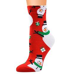 HAQUOS wintersocken damen - Weihnachtssocken Damen Warme Weihnachtsgeschenke Baumwolle Motiv Socken Frauen Bunte WanderSocken Adventskalender Socken Damen Neuheit Geschenk für Frauen von HAQUOS