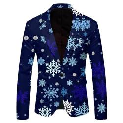 Herren-Anzug mit Weihnachts-Schneeflocke und Weihnachtsmann-Motiv, Taschen-Knopf Herrenmantel Kurzmantel Snowboard Und Hose Herren von HAQUOS