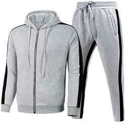 Herren Jogginganzug Trainingsanzug - Herbst Leichte Trainingsanzug Set mit Hoodie Und Hose Unisex Jogging Anzug Sportanzug aus Baumwolle Langarm Fitnessanzug Herbst Winter outfit von HAQUOS