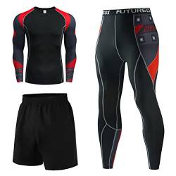 Herren Thermounterwäsche Set - Atmungsaktiv Funktionsunterwäsche Kompressionsanzug Herren Set Beheiztes Unterwäsche Set Thermobekleidung für Joggen Jogginganzug Langarm Winter Thermowäsche von HAQUOS