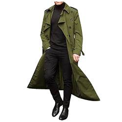 Herren Winter Schlanker Stilvoller Trenchcoat Zweireihig Langarm Solide Lange Jacke mit Gürtel für die Arbeit und den Urlaub Trenchcoat Herren Mantel Cardigan Herren Mantel Mit Gürtel Herren von HAQUOS