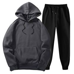 Jogginganzug Herren Set - Herbst Leichte Trainingsanzug Pullover Oberteile Sporthosen 2 Piece Hoodie Sporthose Sportanzug aus Baumwolle Temperament Outfit Herren Bequeme Slim Anzug von HAQUOS