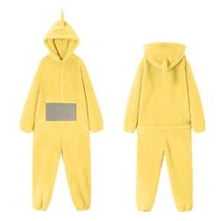 Teletubbies Kostüm Erwachsene Onesie Pyjama Damen Unisex Tier One-Piece Kostüm Cosplay Homewear Fleece Einteiler mit Kapuze Nachtwäsche Party Fancy Dress Hoodie Damen Hoodie von HAQUOS