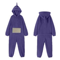 Teletubbies Kostüm Erwachsene Onesie Pyjama Damen Unisex Tier One-Piece Kostüm Cosplay Homewear Fleece Einteiler mit Kapuze Nachtwäsche Party Fancy Dress Hoodie Damen Hoodie von HAQUOS